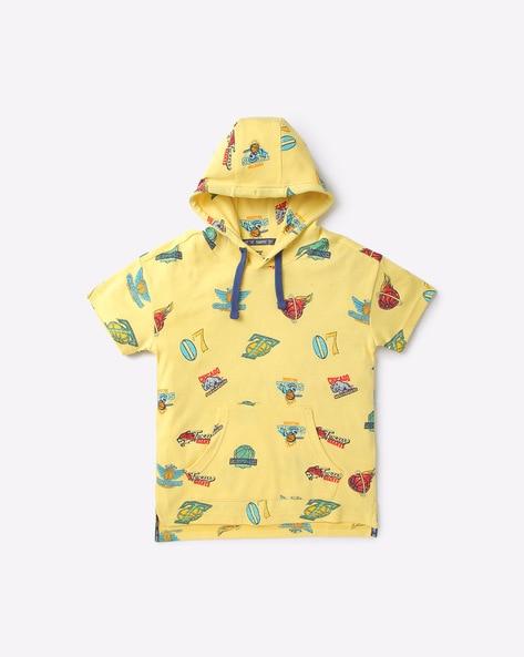 graphic print hoodie with kangaroo pocket