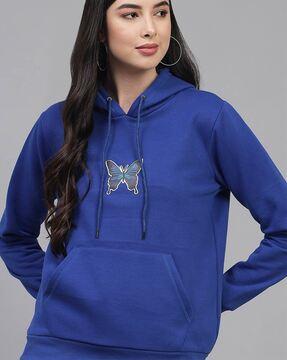 graphic print hoodie with kangaroo pocket