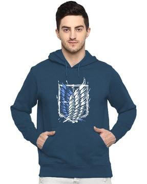 graphic print hoodie with kangaroo pocket