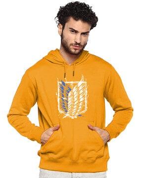 graphic print hoodie with kangaroo pocket