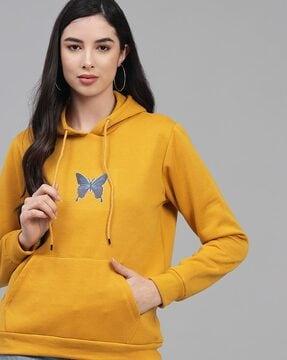 graphic print hoodie with kangaroo pocket