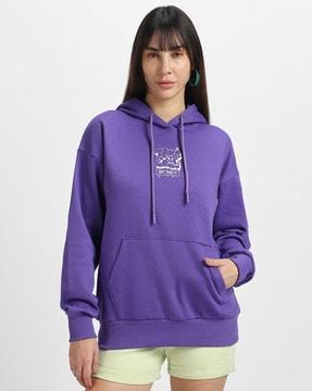 graphic print hoodie with kangaroo pocket