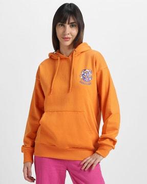 graphic print hoodie with kangaroo pocket