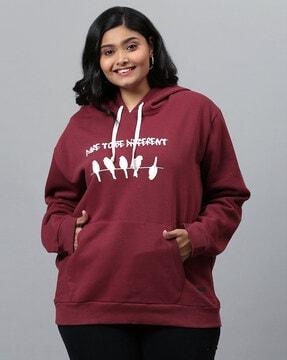 graphic print hoodie with kangaroo pocket