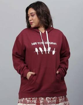 graphic print hoodie with kangaroo pocket