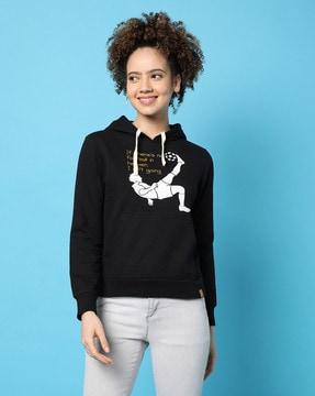 graphic print hoodie with kangaroo pockets