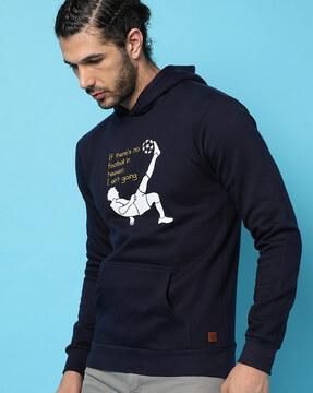 graphic print hoodie with kangaroo pockets