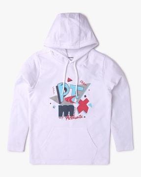 graphic print hoodie with kangaroo pockets