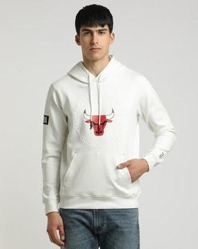 graphic print hoodie with kangaroo pockets