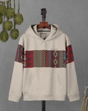 graphic print hoodie with kangaroo pockets