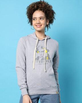 graphic print hoodie with kangaroo pockets