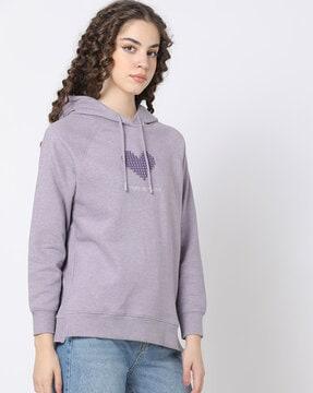 graphic print hoodie with raglan sleeves