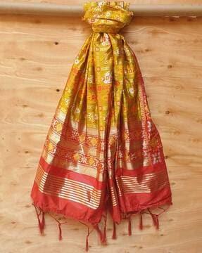 graphic print jacquard silk dupatta