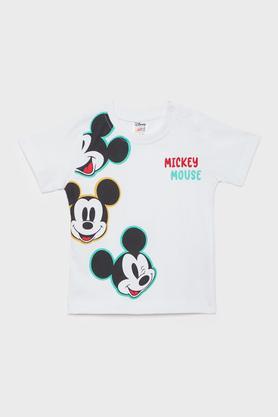 graphic print jersey round neck infant boys t-shirt - white