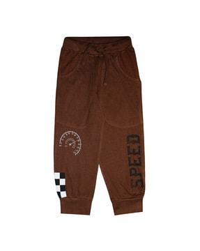 graphic print joggers with drawstring waist