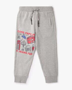 graphic print joggers with drawstring waist