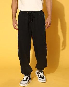 graphic print joggers with drawstring waist