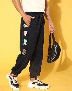 graphic print joggers with drawstring waist