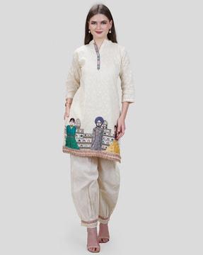 graphic print kurta & pants set