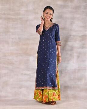 graphic print kurta set