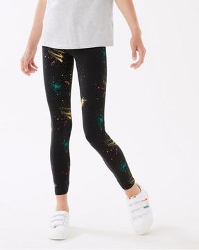 graphic print leggings with elasticated waist