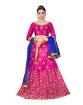 graphic print lehenga choli set with dupatta