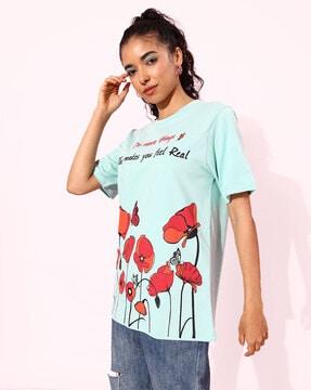 graphic print loose fit t-shirt with crew neck