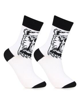 graphic print mid-calf length socks