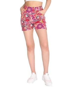 graphic print mid-rise shorts