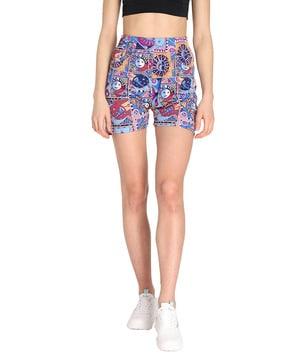 graphic print mid-rise shorts