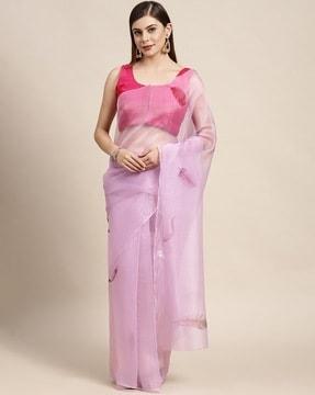 graphic print organza saree