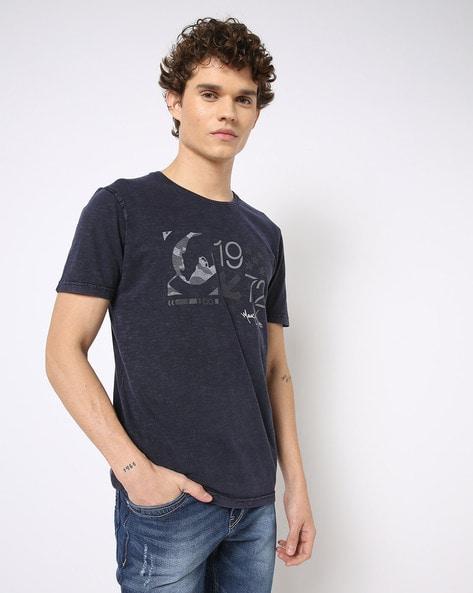 graphic print overdyed slim fit round-neck t-shirt