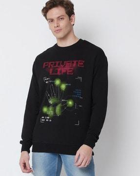 graphic print oversized crew-neck sweatshirt