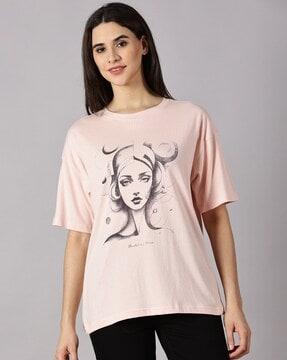 graphic print oversized round-neck t-shirt