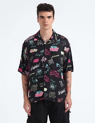 graphic print oversized shirt