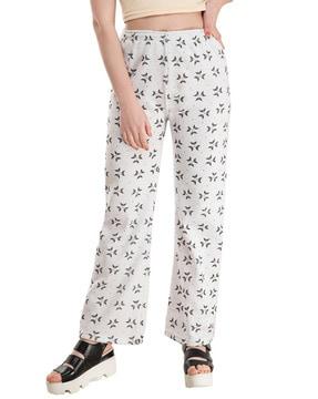 graphic print palazzos with elasticated waist