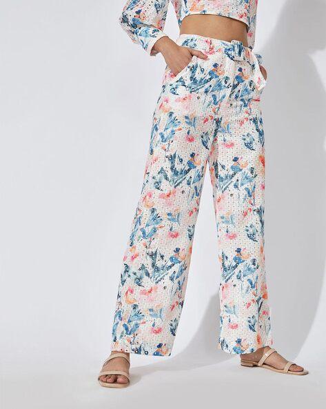 graphic print pants with side pockets