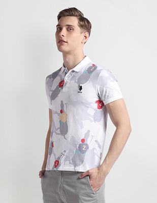 graphic print pique polo shirt