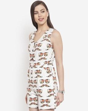 graphic print playsuit with insert pockets