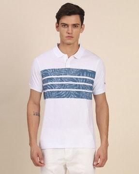 graphic print polo t-shirt with short sleeves