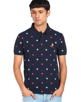 graphic print polo t-shirt