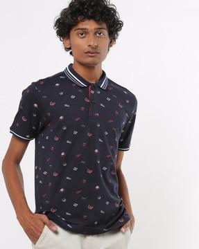 graphic print polo t-shirt