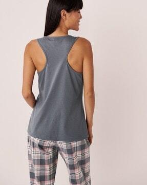 graphic print racer-back tank top
