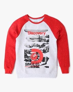 graphic print raglan sleeve sweatshirt