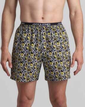 graphic print regular fit boxers with elastic waist