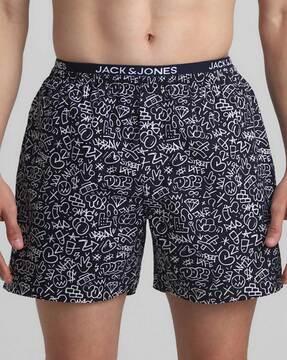 graphic print regular fit boxers with elastic waist