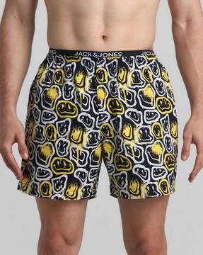 graphic print regular fit boxers with elastic waist