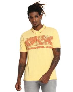 graphic print regular fit polo t-shirt