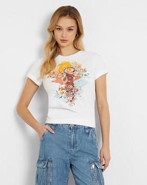 graphic print regular fit round-neck t-shirt