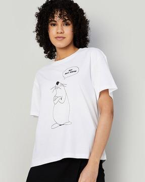 graphic print regular fit round-neck t-shirt